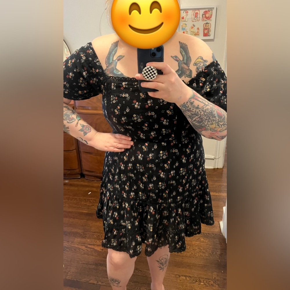 Black Floral Summer Mini Dress American Eagle XL